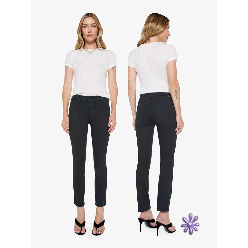 MOTHER The Mid Rise Dazzler Ankle Jeans 29 Not Guilty Black Straight Leg Denim